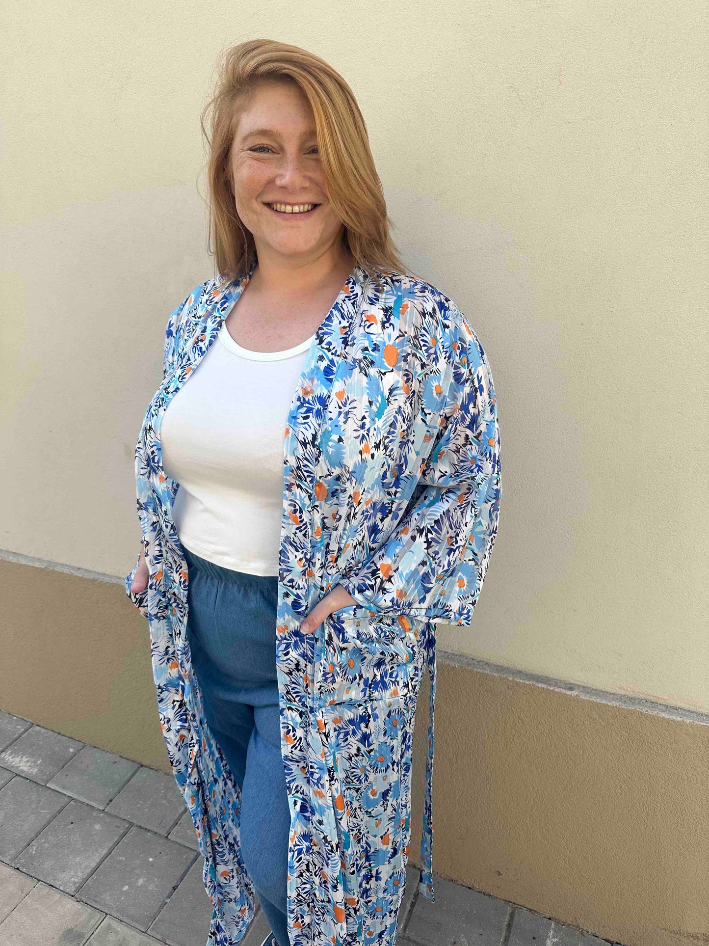 קימונו אבו אלי - פרחוני כחול