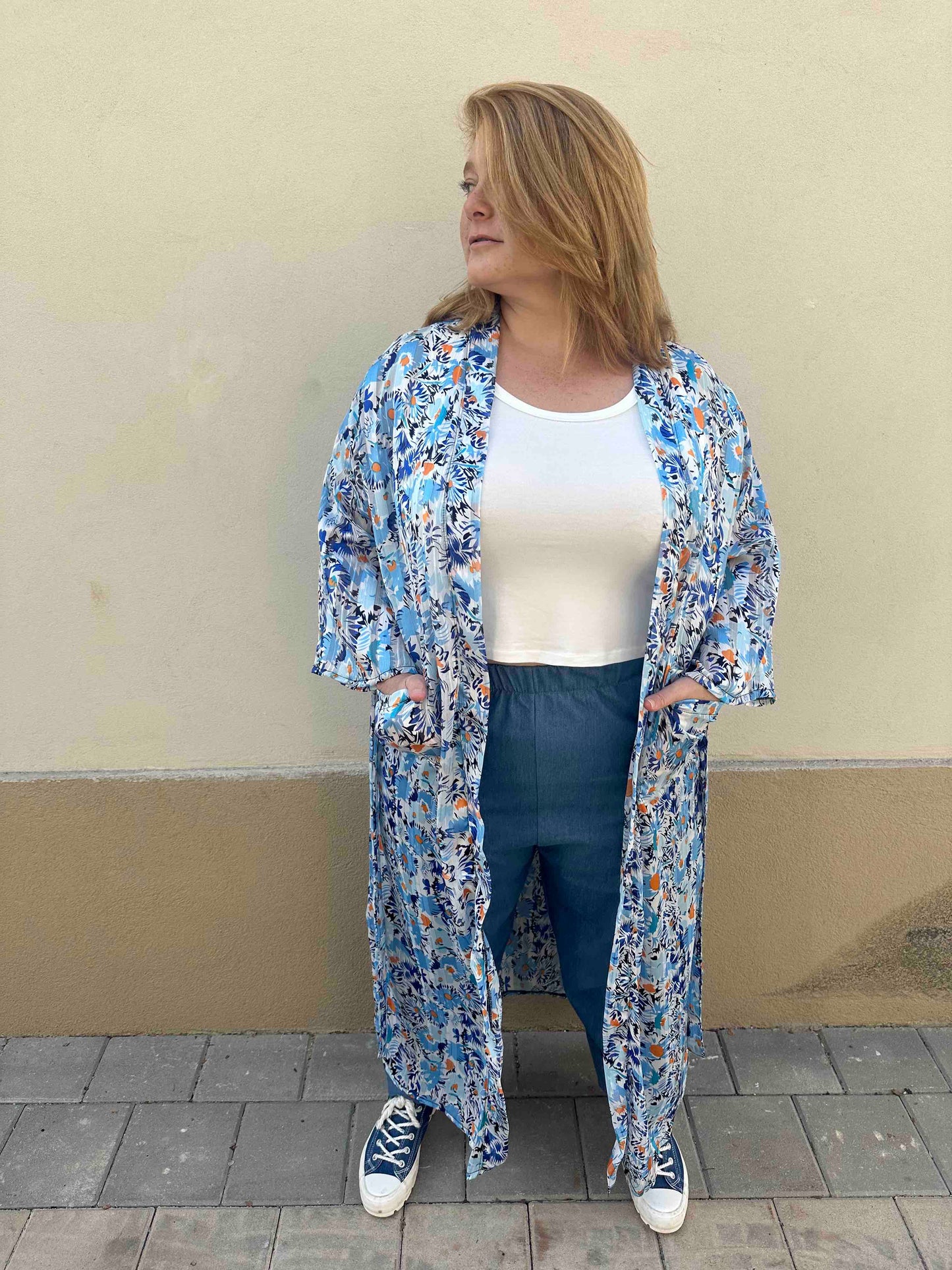 קימונו אבו אלי - פרחוני כחול