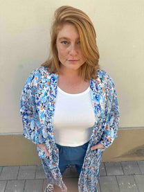 קימונו אבו אלי - פרחוני כחול