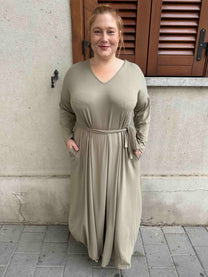 שמלת תכבסי לפעמים - ירוק זית ריב