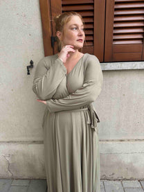 שמלת תכבסי לפעמים - ירוק זית ריב