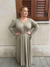 שמלת תכבסי לפעמים - ירוק זית ריב