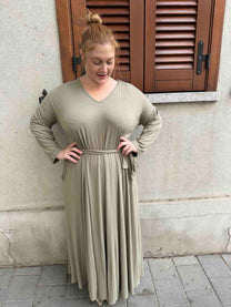 שמלת תכבסי לפעמים - ירוק זית ריב