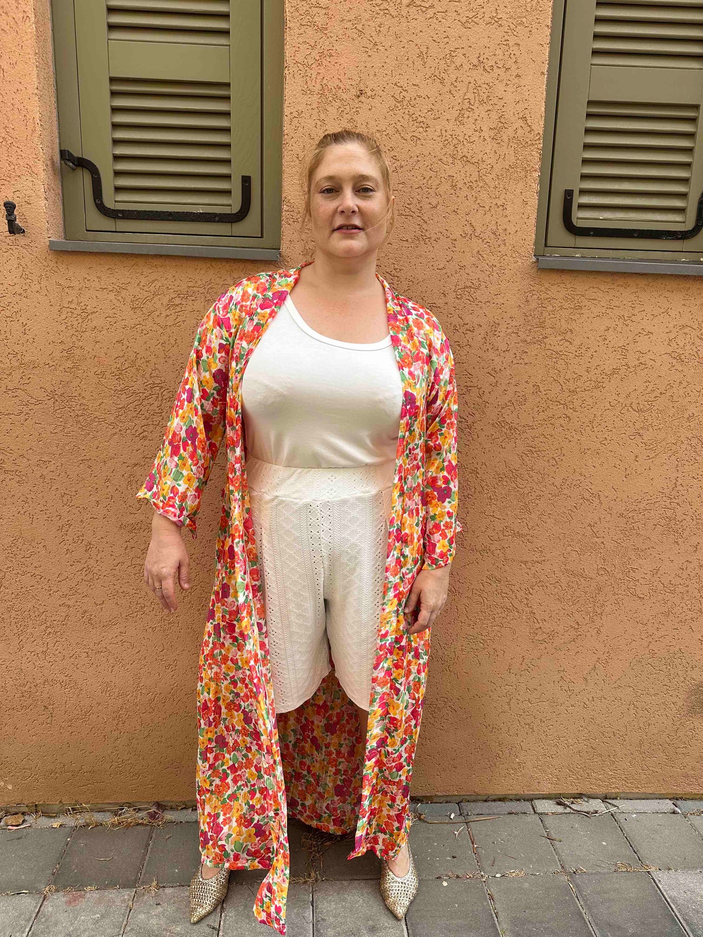 קימונו אבו אלי - פרחוני ורוד