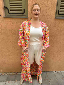 קימונו אבו אלי - פרחוני ורוד