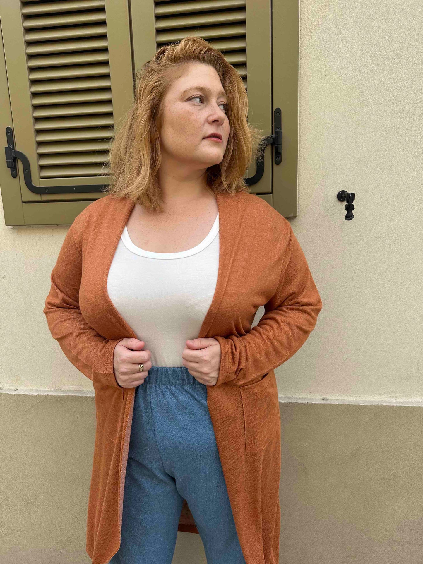 עליונית קימונו שמיכי -חמרה סריג