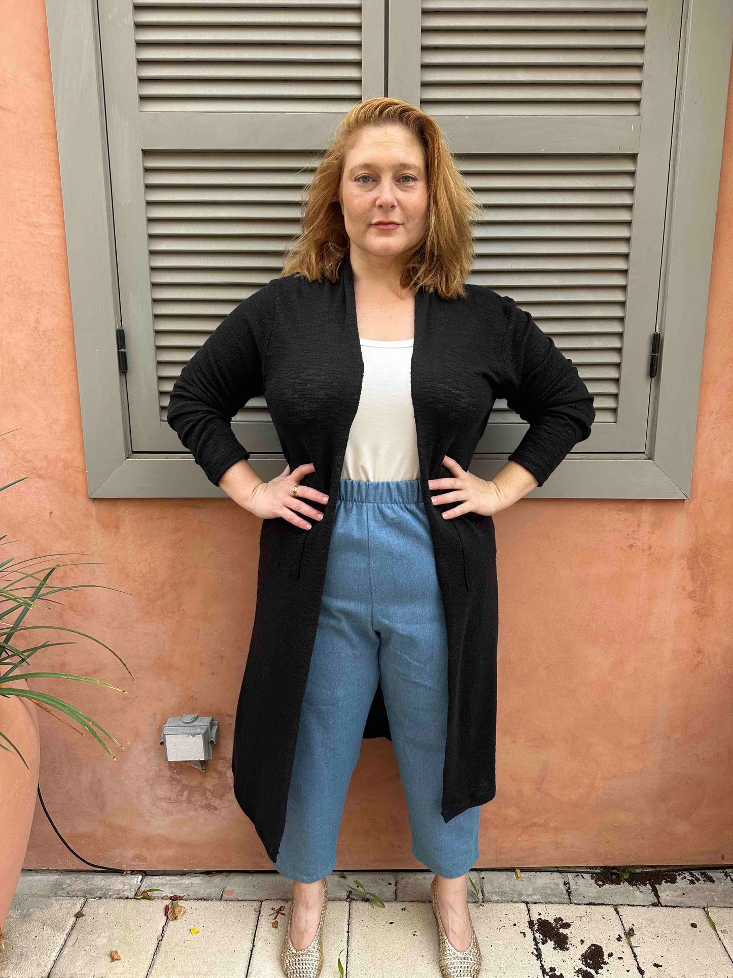 עליונית קימונו שמיכי -שחור סריג