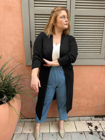 עליונית קימונו שמיכי -שחור סריג