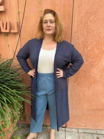 עליונית קימונו שמיכי -כחול סריג