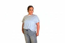 טישירט ירדה מהפסים - תכלת ורוד לבן