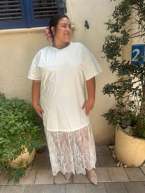 שמלת בוניטה - לבן תחרה