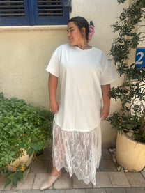 שמלת בוניטה - לבן תחרה