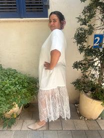 שמלת בוניטה - לבן תחרה