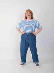 טישירט ירדה מהפסים - תכלת ורוד לבן