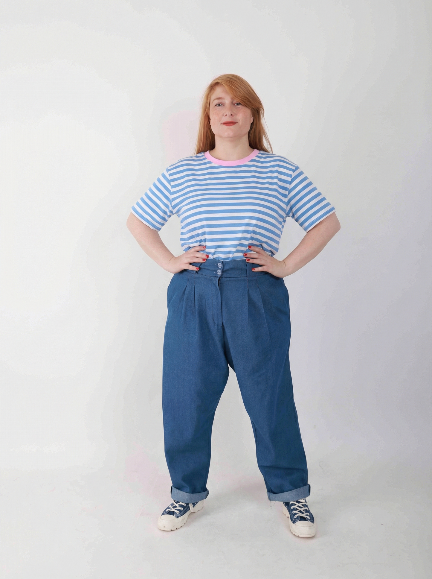 טישירט ירדה מהפסים - תכלת ורוד לבן