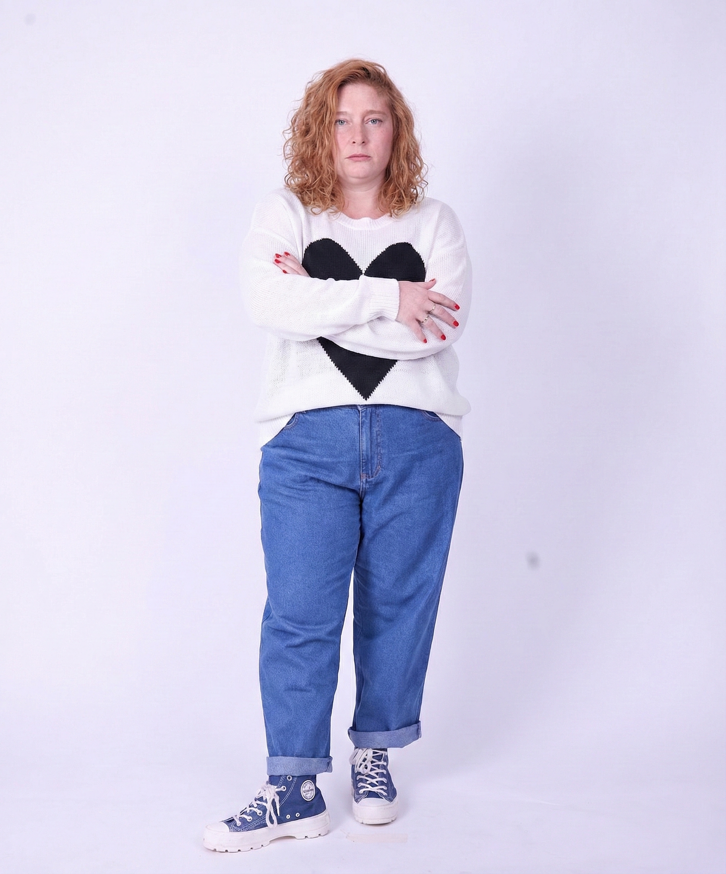 סוודר לב אוהב- לבן