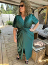 שמלת קווין סמירה - ירוק סאטן